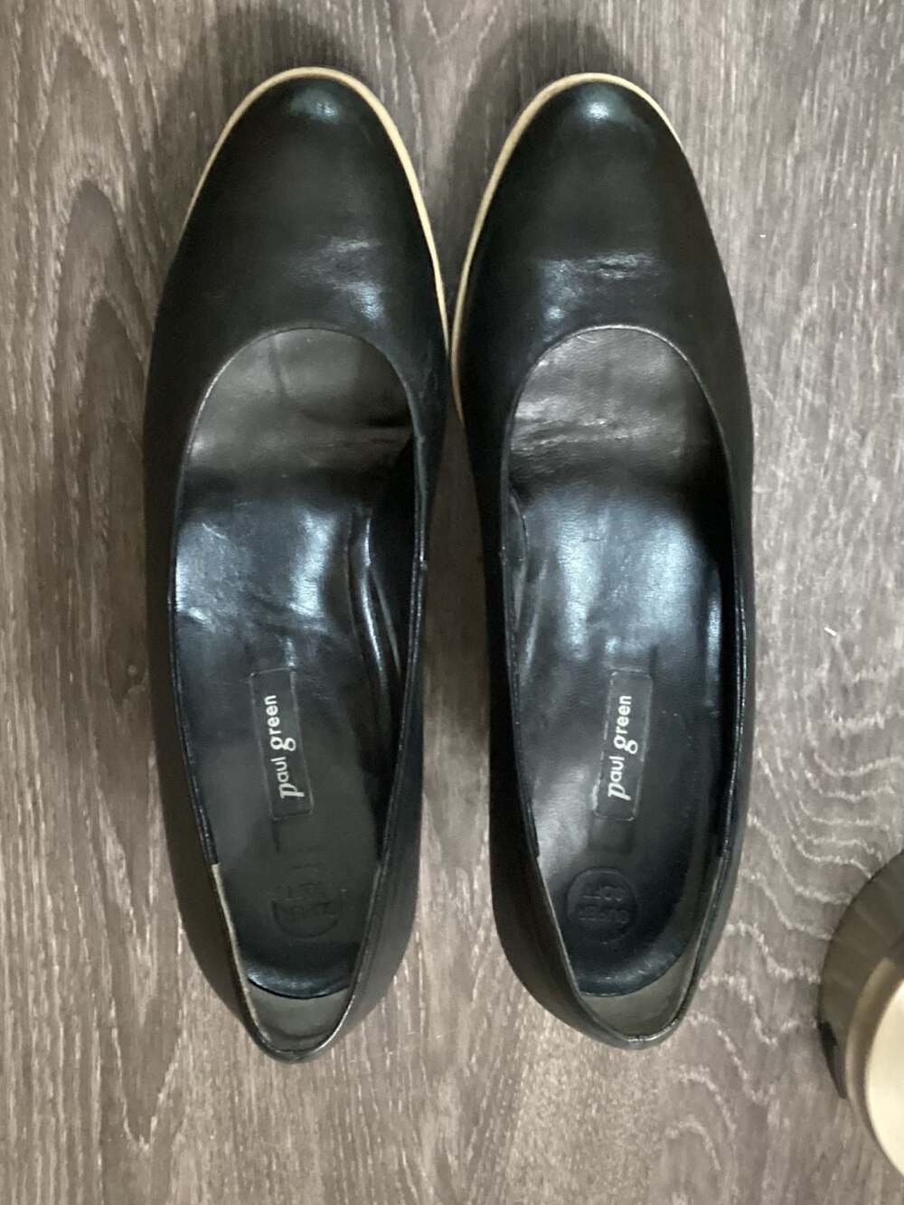 Paul Green Super Soft Black Leather Platform Block Heel Pumps Size 5.5